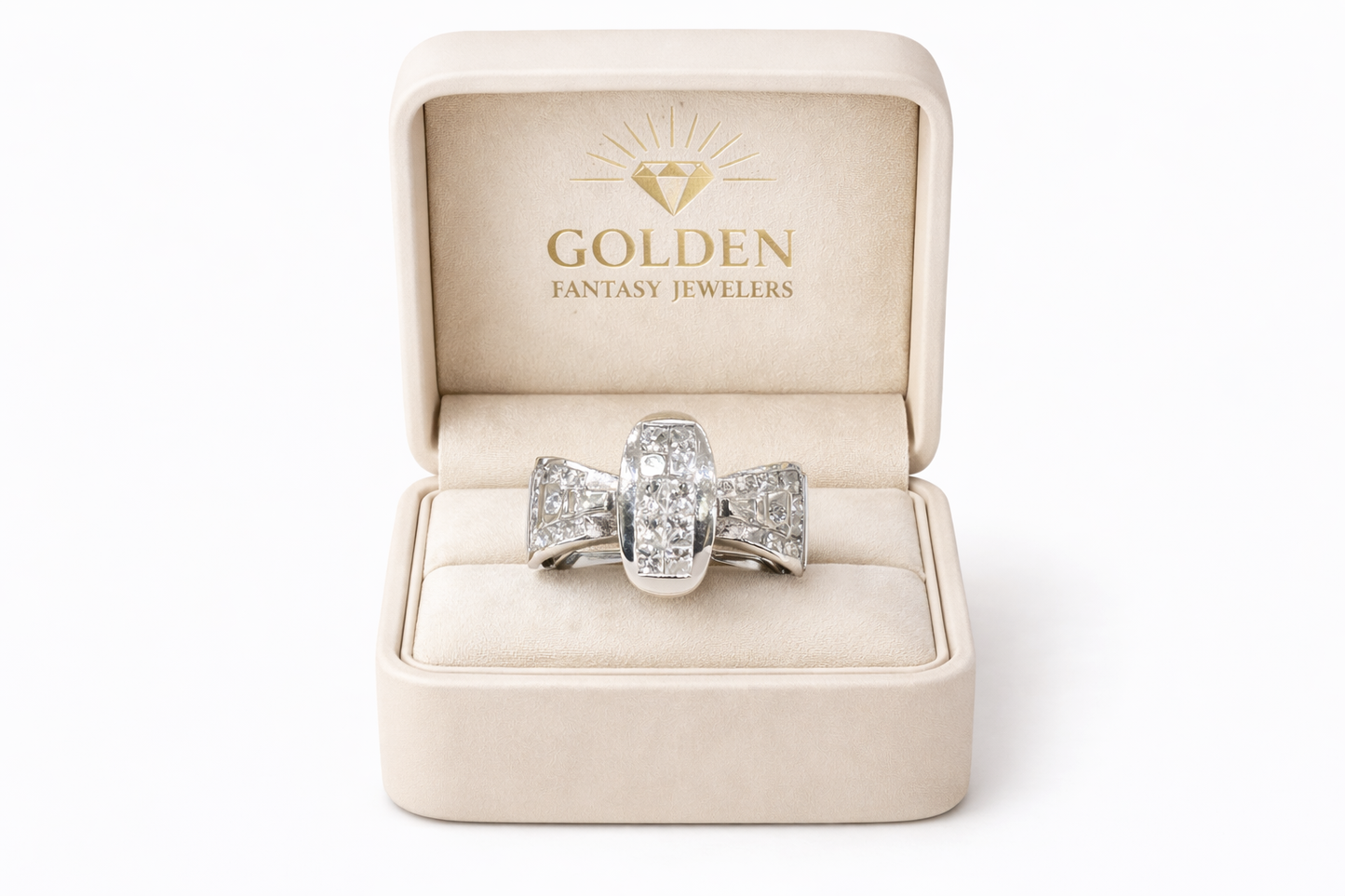 14K White Gold Women's Ring 0.65 ct Princess Natural Diamond