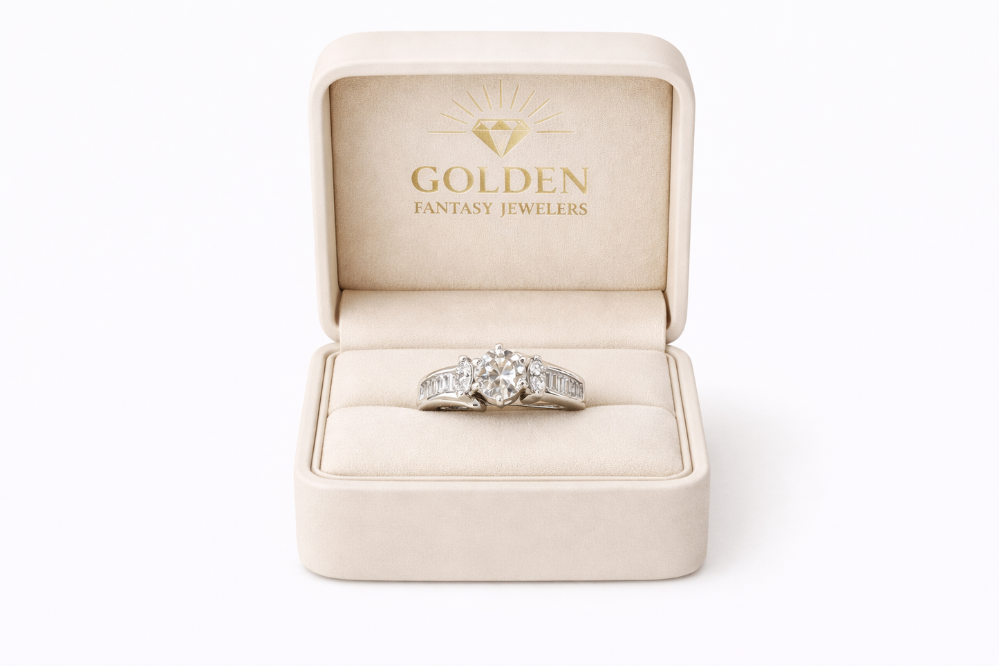 14K White Gold Women's Ring 0.81 ct Round, Marquise Natural Diamond