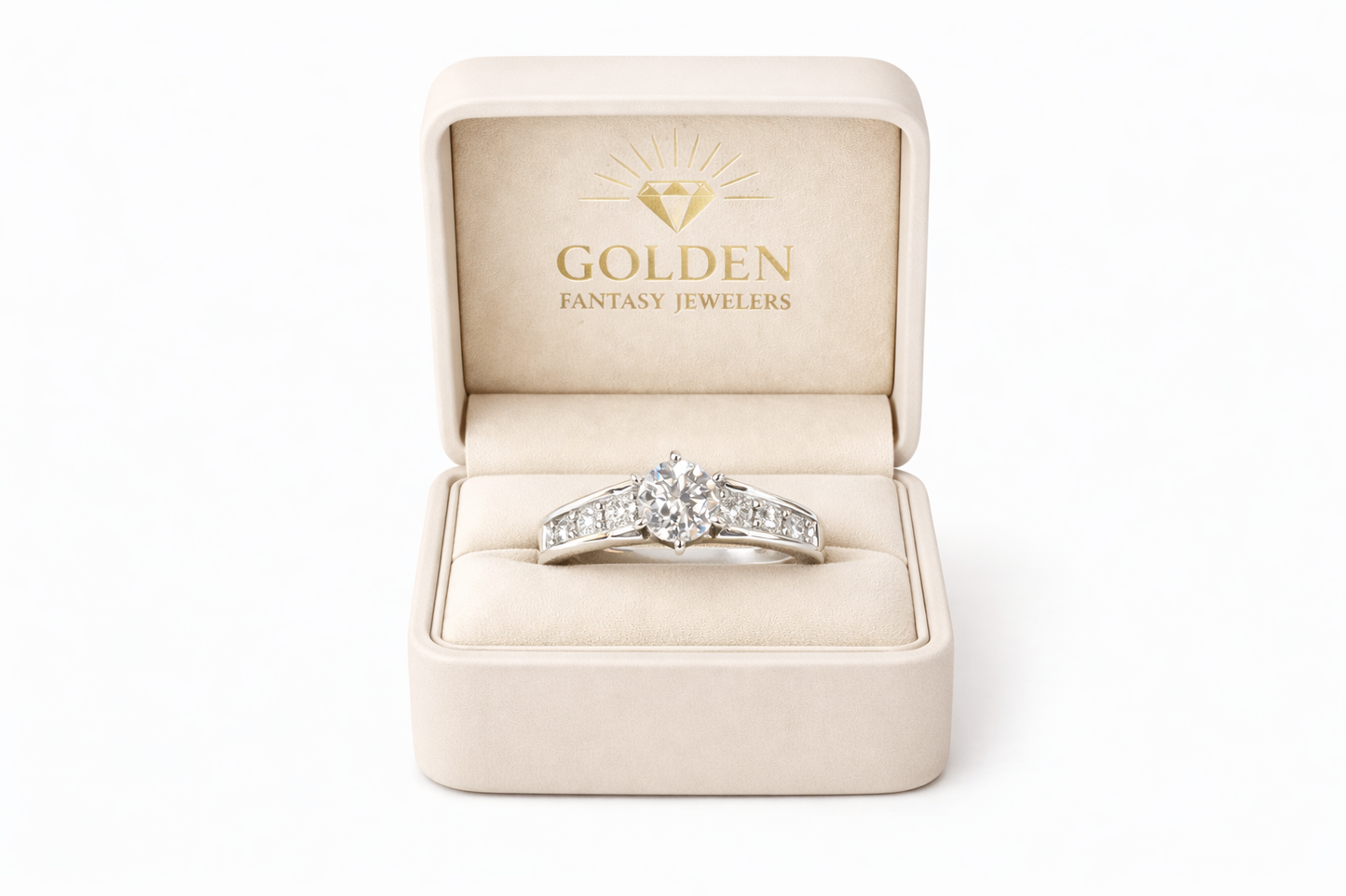 14K White Gold Women's Ring 1.07 ct Round, Princess Natural Diamond