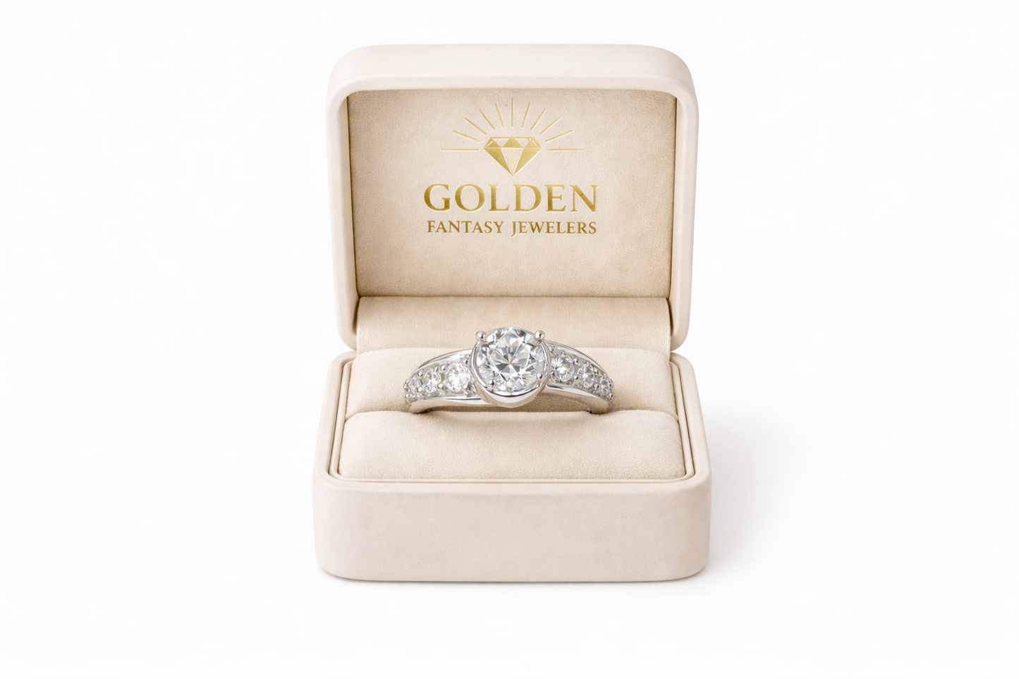 14K White Gold Women's Ring Round 1.00 ct Natural Diamond