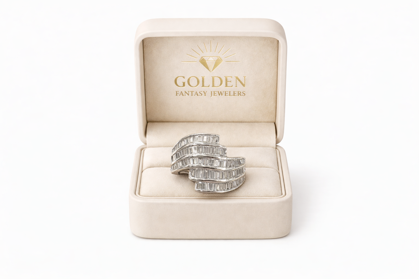 14K White Gold Ring 1.50 ct Baguette Cuts Natural Diamond