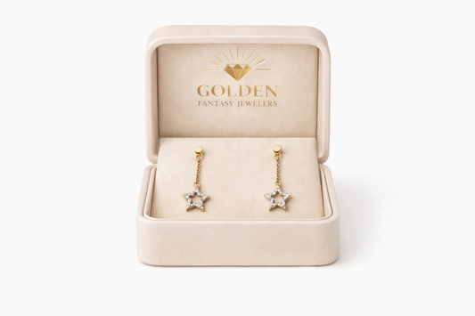 14K White Gold Dangle Drop Earrings 0.12 ct Natural Diamond