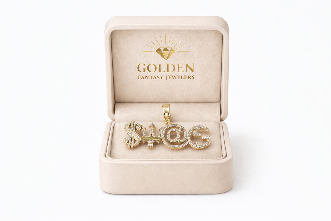 10K Two-Tone Gold “Swag” Charm 1.10 ct Natural Diamond