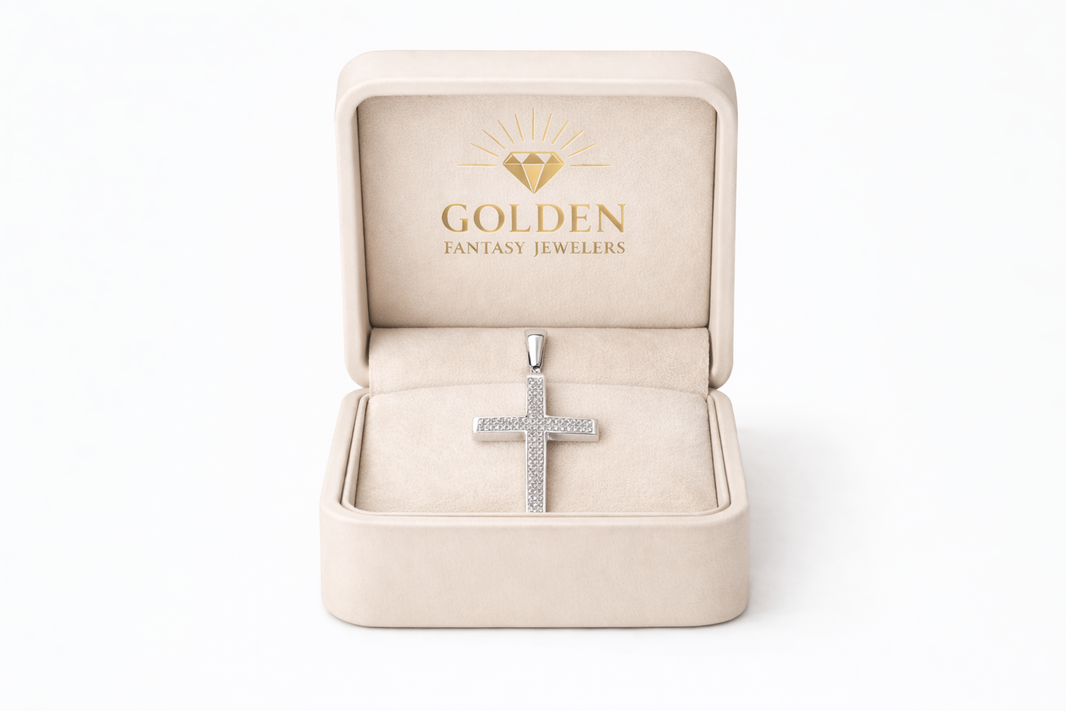 10K White Gold Cross Charm 0.30 ct Natural Diamond