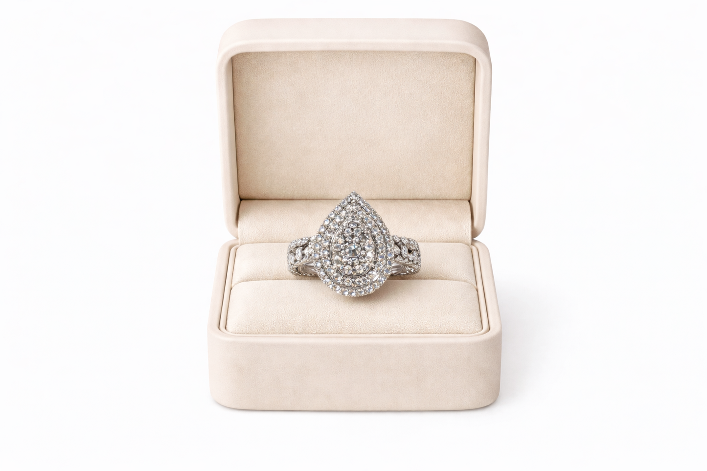 10K White Gold Pear Shape Ring 1.00 ct Natural Diamond