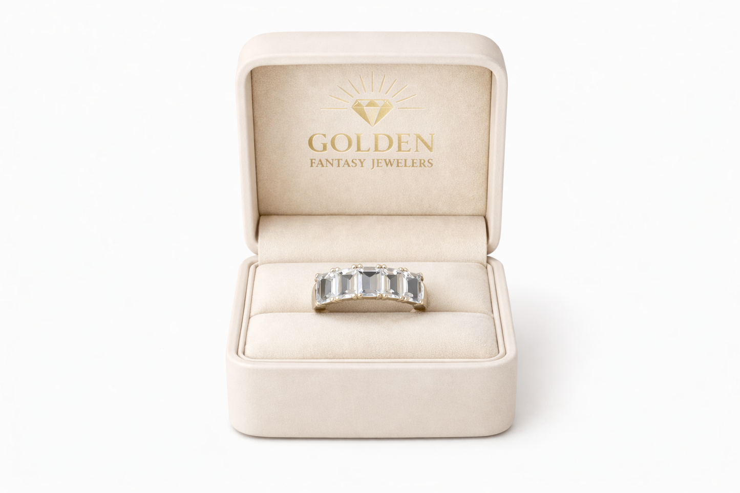 14K Yellow Gold Women's Band Aquamarine Emerald Cut 2.5 ct