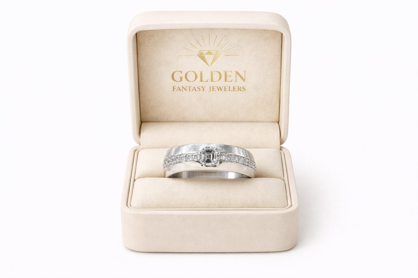 14K White Gold Men's Band 0.72 ct Natural Diamond