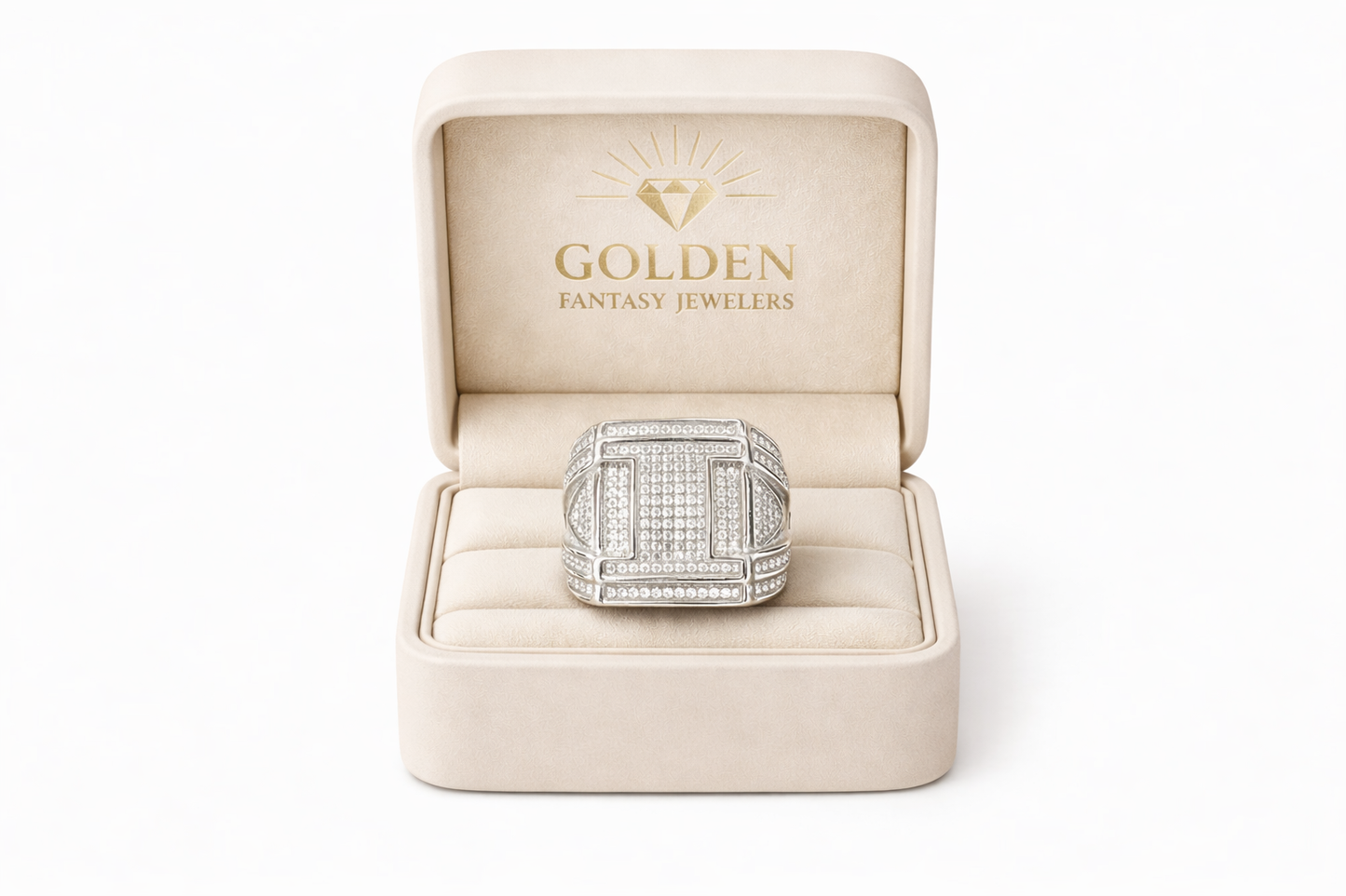 10K White Gold Men's Ring 0.81 ct Natural Diamond