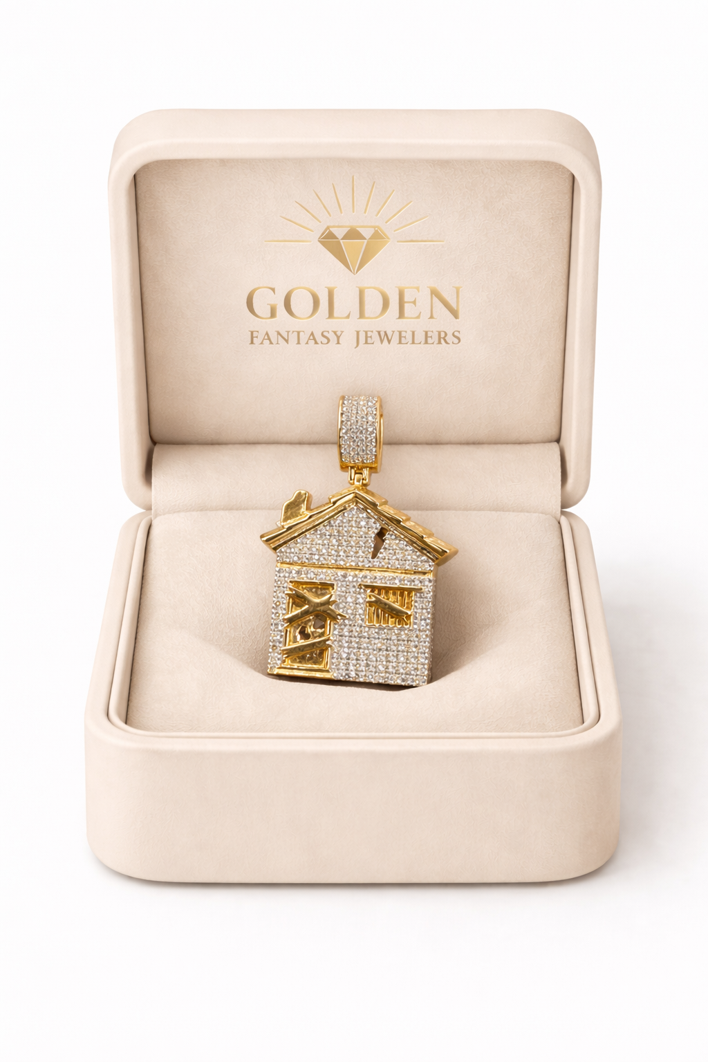 10K Yellow Gold “Trap House” Charm 0.75 ct Natural Diamond