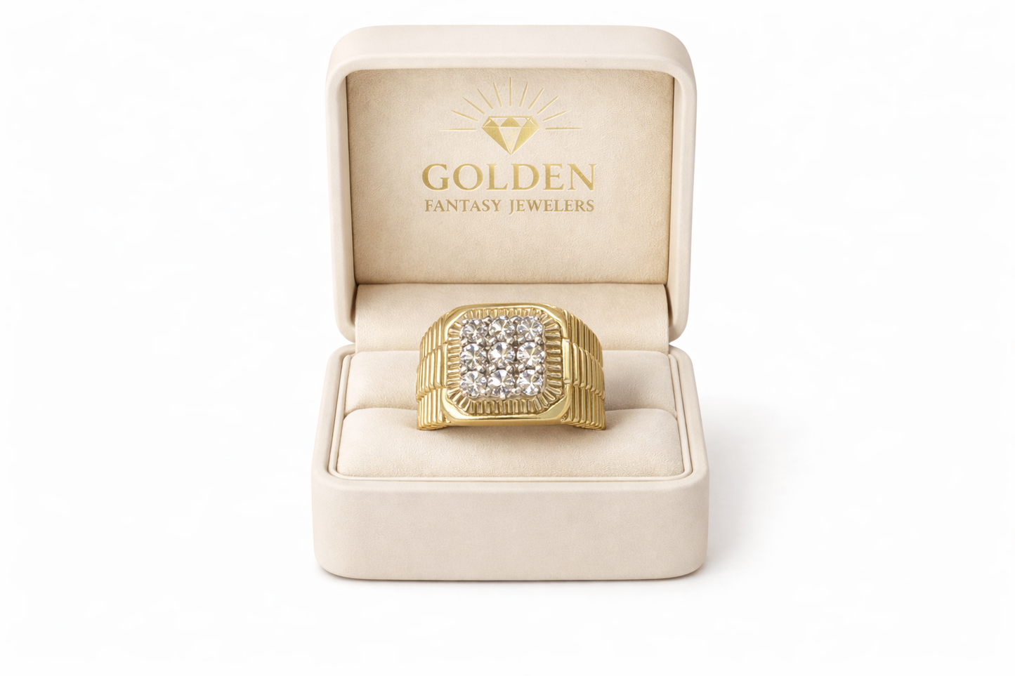 10K Yellow Gold Presidential Style Men's Ring 0.98 ct Natural Diamond