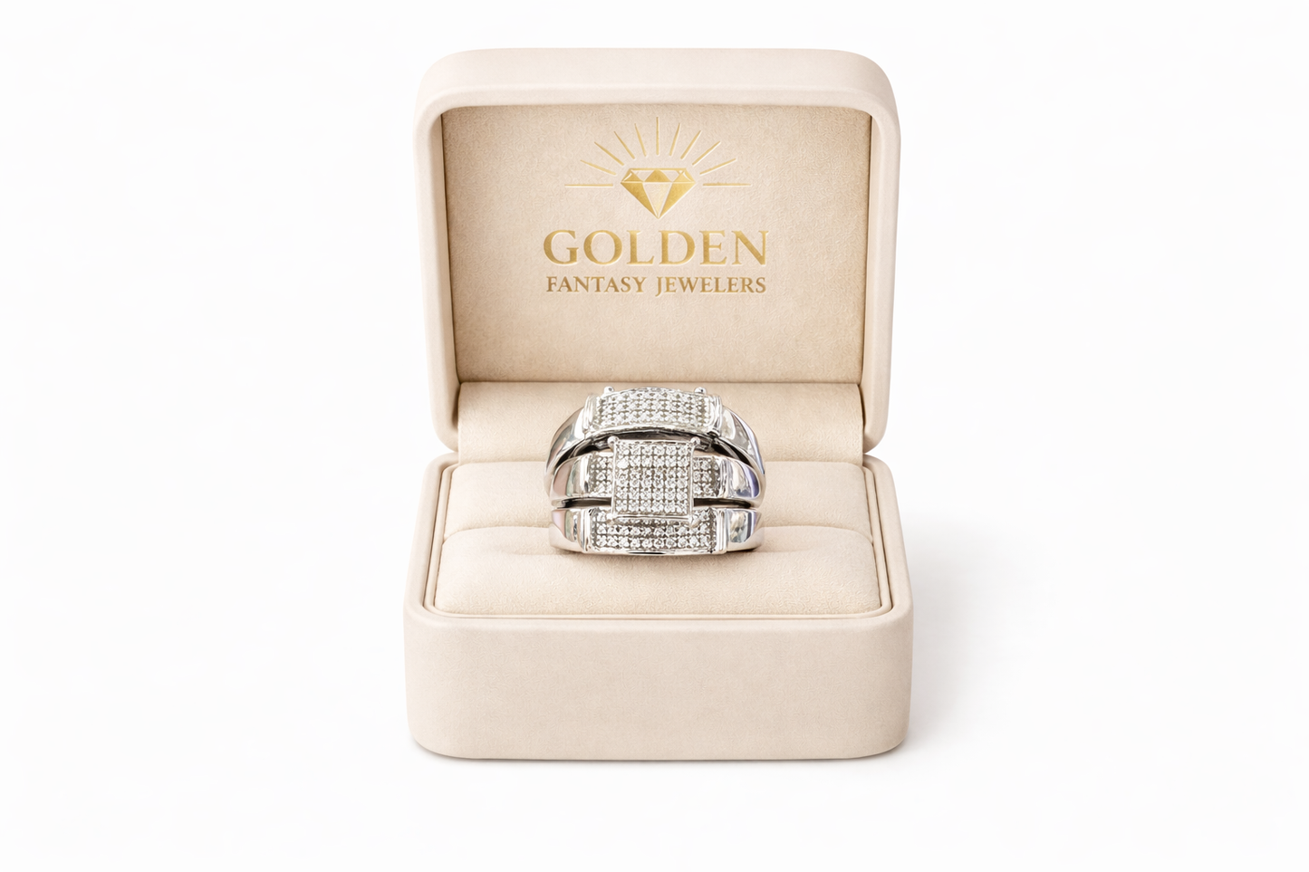 Sterling Silver Ring Trio Set 0.17 ct Natural Diamond