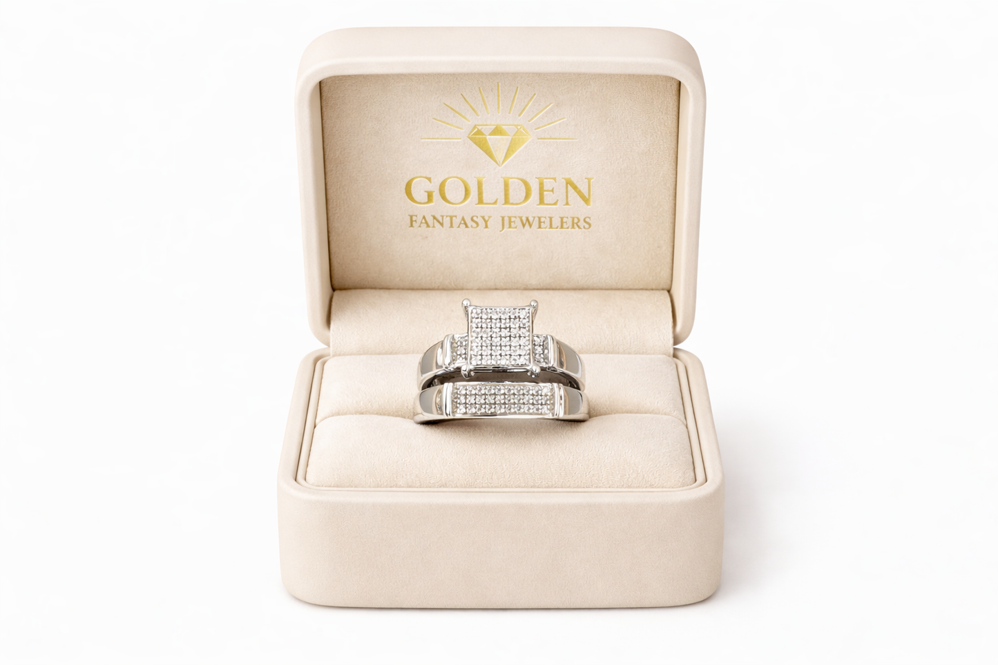 Sterling Silver Ring Wedding Set 0.10 ct Natural Diamond