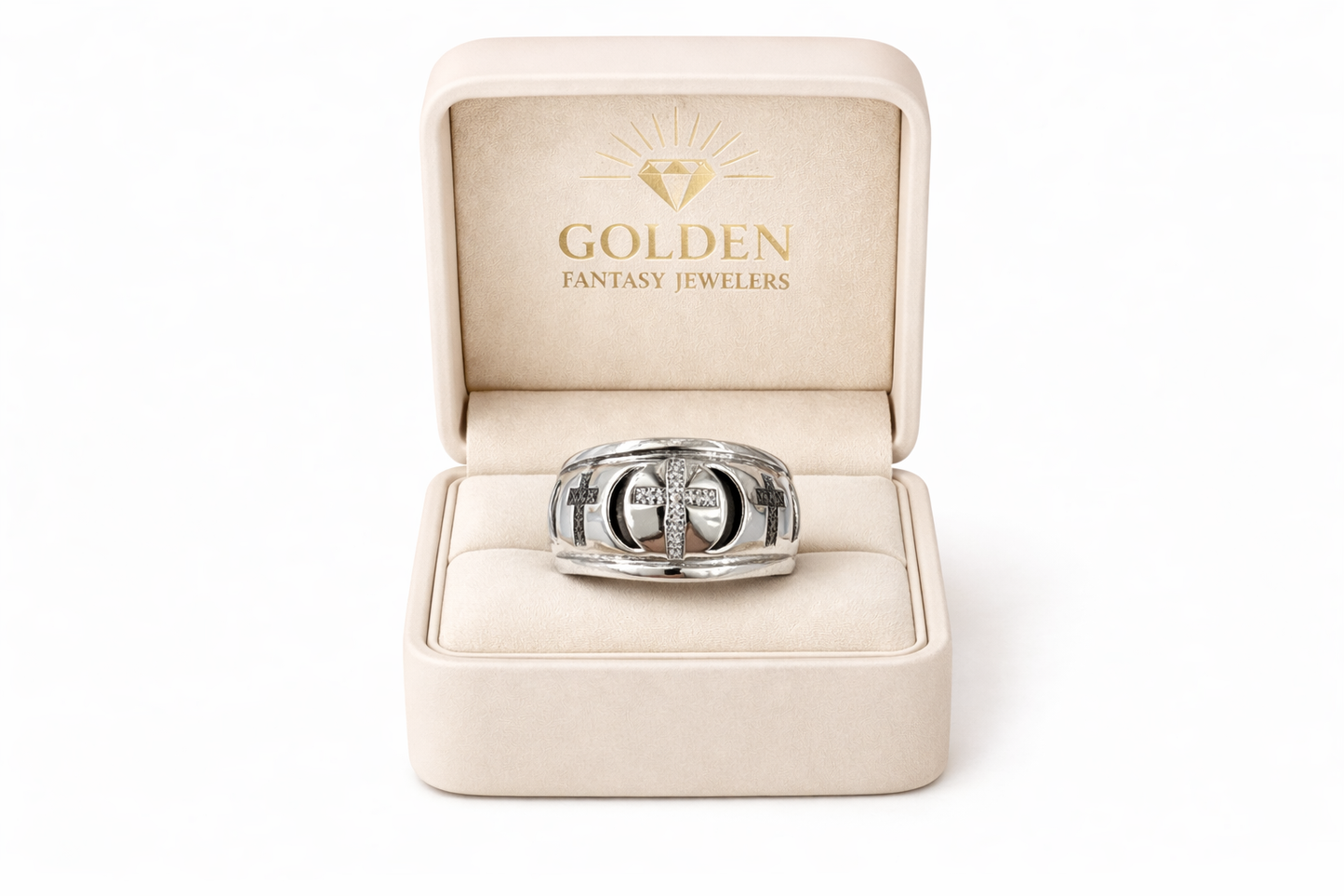 Sterling Silver Cross Ring 0.06 ct Natural Diamond