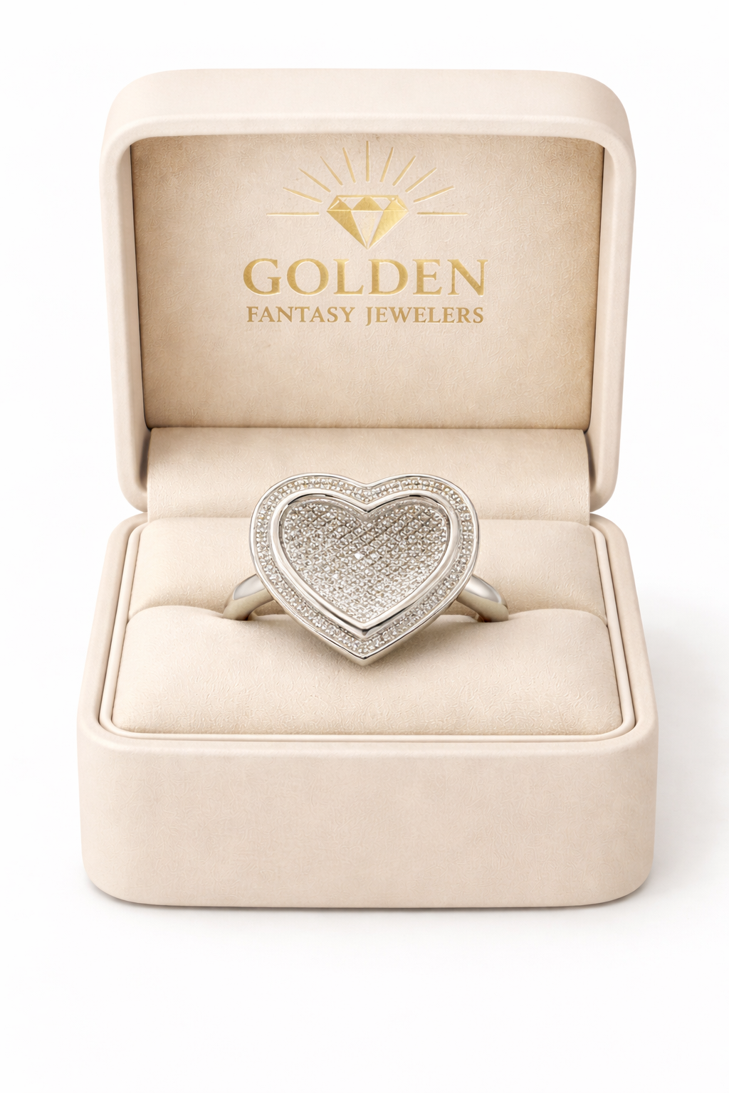 Sterling Silver Women's Heart Ring 0.36 ct Natural Diamond