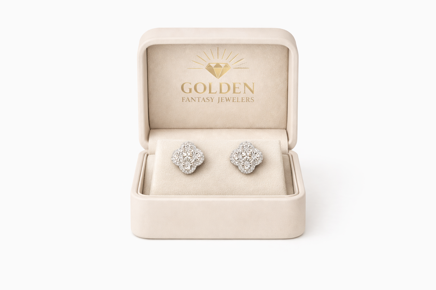 Sterling Silver Clover Earrings 0.25 ct Natural Diamond
