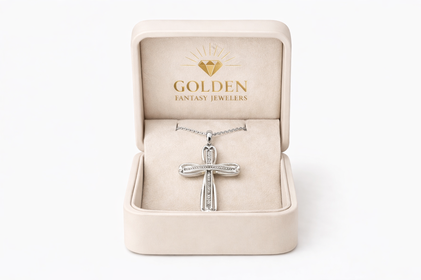 Sterling Silver Cross Charm 0.15 ct Natural Diamond