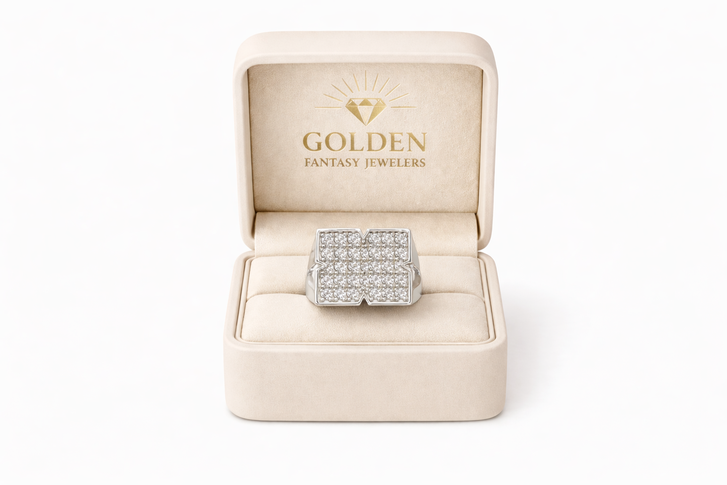 10K White Gold Men's Ring 0.15 ct Natural Diamond