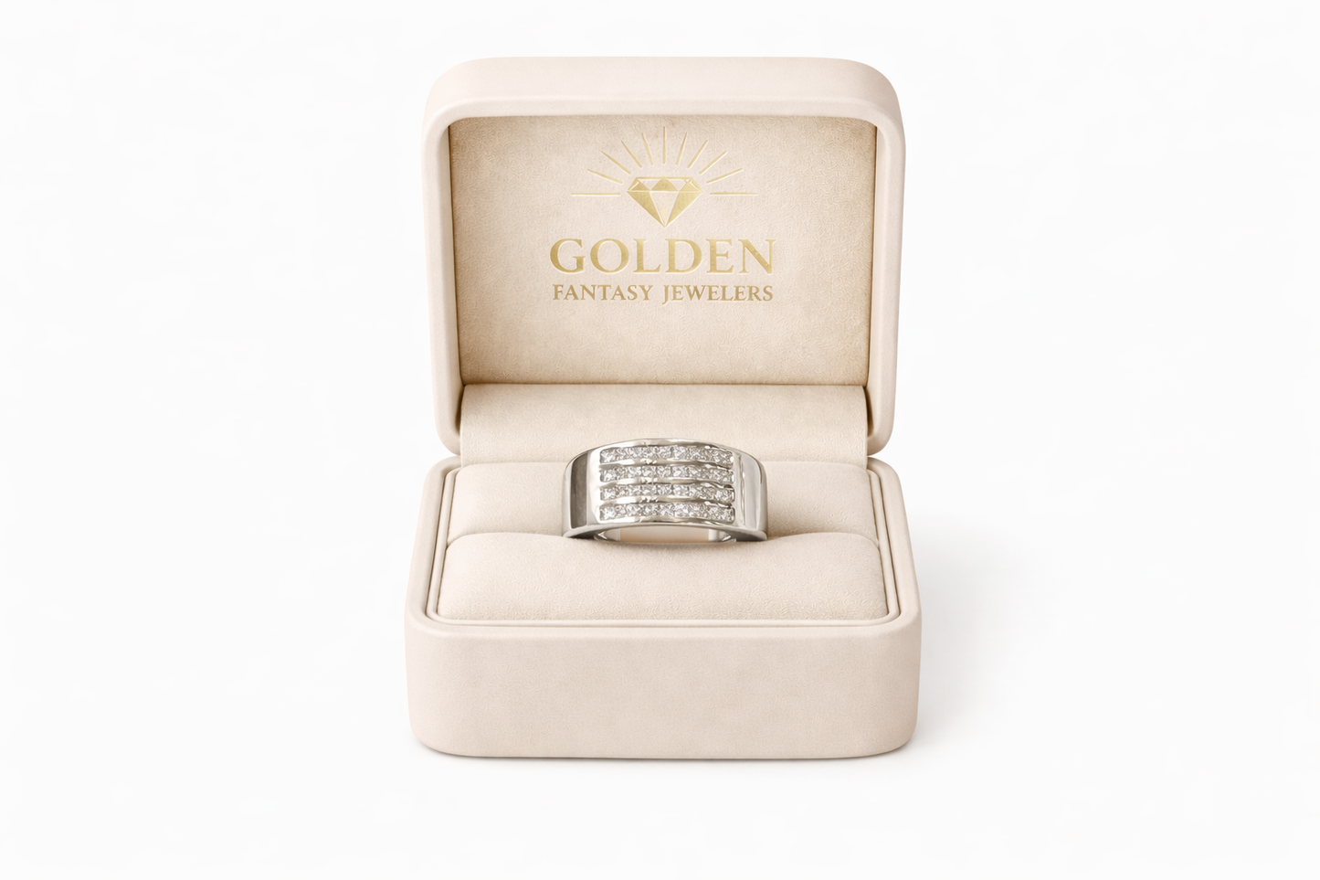 14K White Gold Men's Ring 0.75 ct Natural Diamond