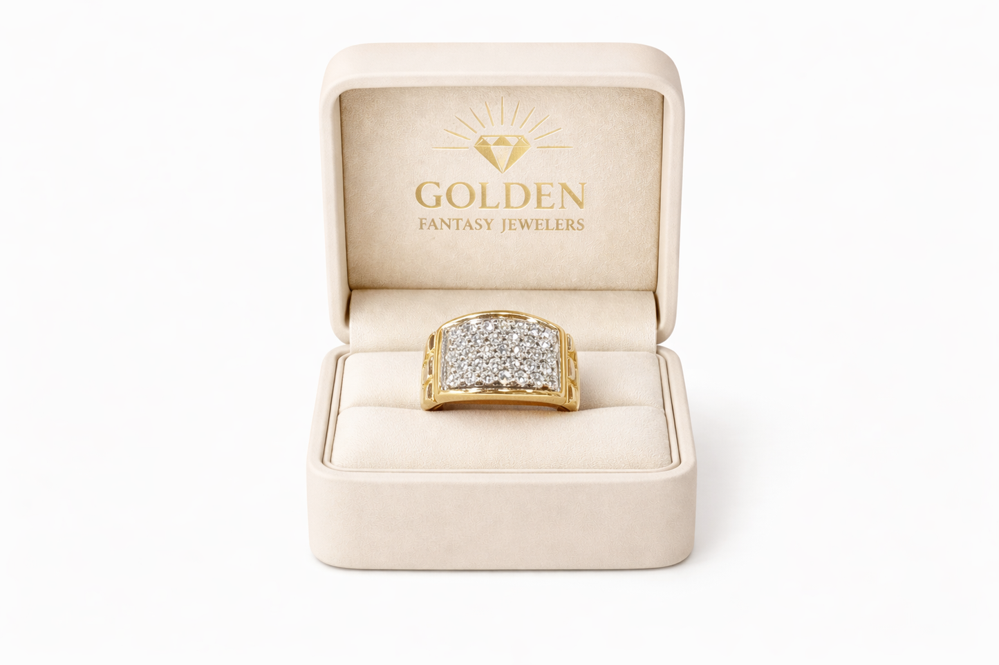 14K Yellow Gold Men's Nugget Ring 1.04 ct Natural Diamond