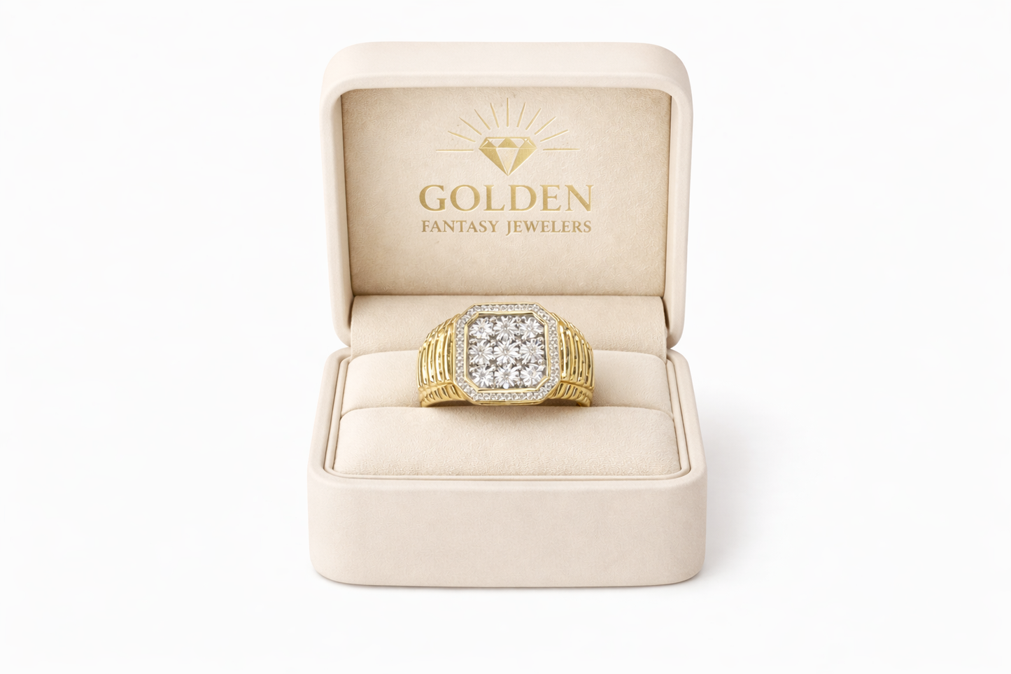 10K Yellow Gold Men's Presidential Style Ring 0.25 ct Natural Diamond