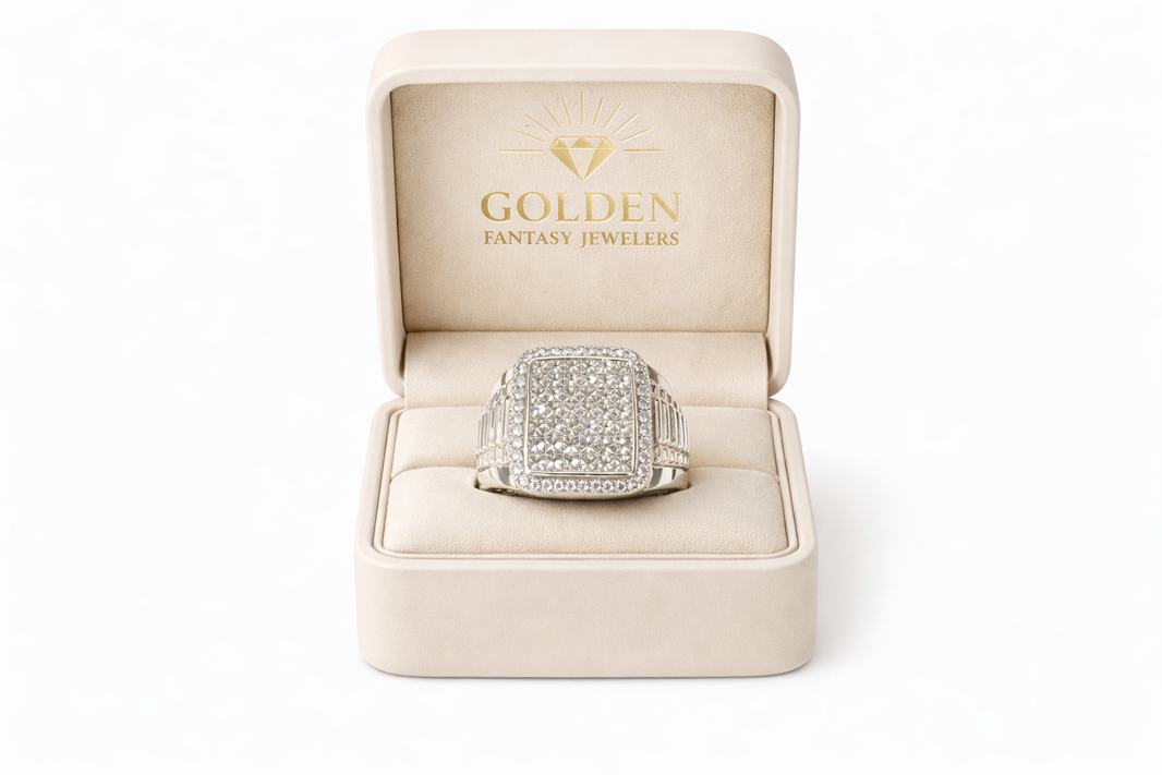 14K White Gold Men's Presidential Style Ring 2.00 ct Natural Diamond