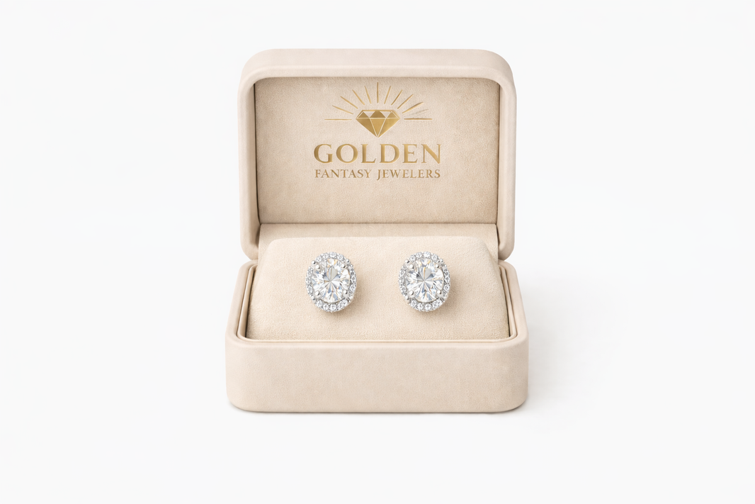14K White Gold Oval Earrings 1.50 ct Lab Grown Diamond