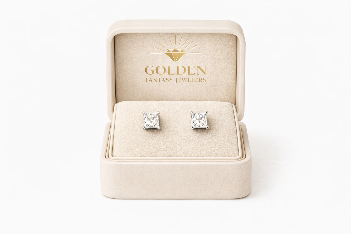 14K White Gold Princess Cut Earrings 1.00 ct Lab Grown Diamond