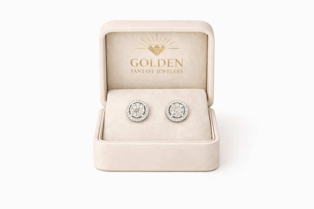 14K White Gold Round Earrings 1.00 ct Lab Grown Diamond