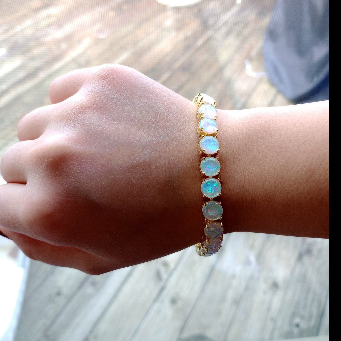 BLUE Opal Tennis Bracelet - TRENDING Bracelet - Opal Jewelry - October Birthstone