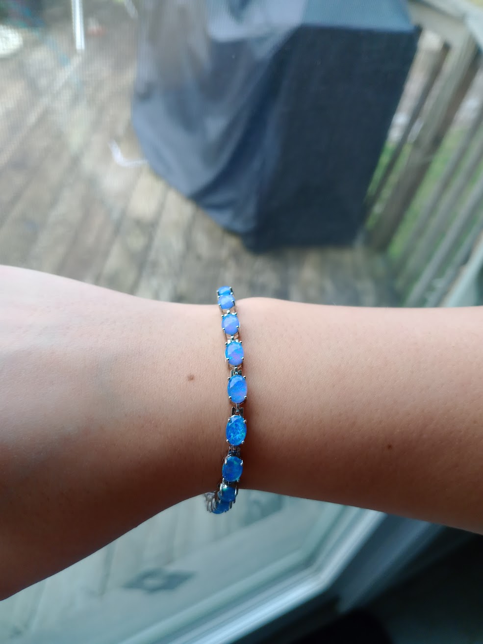 Solid 925 Black Opal Tennis Bracelet, Oval Black Opals, Trending!