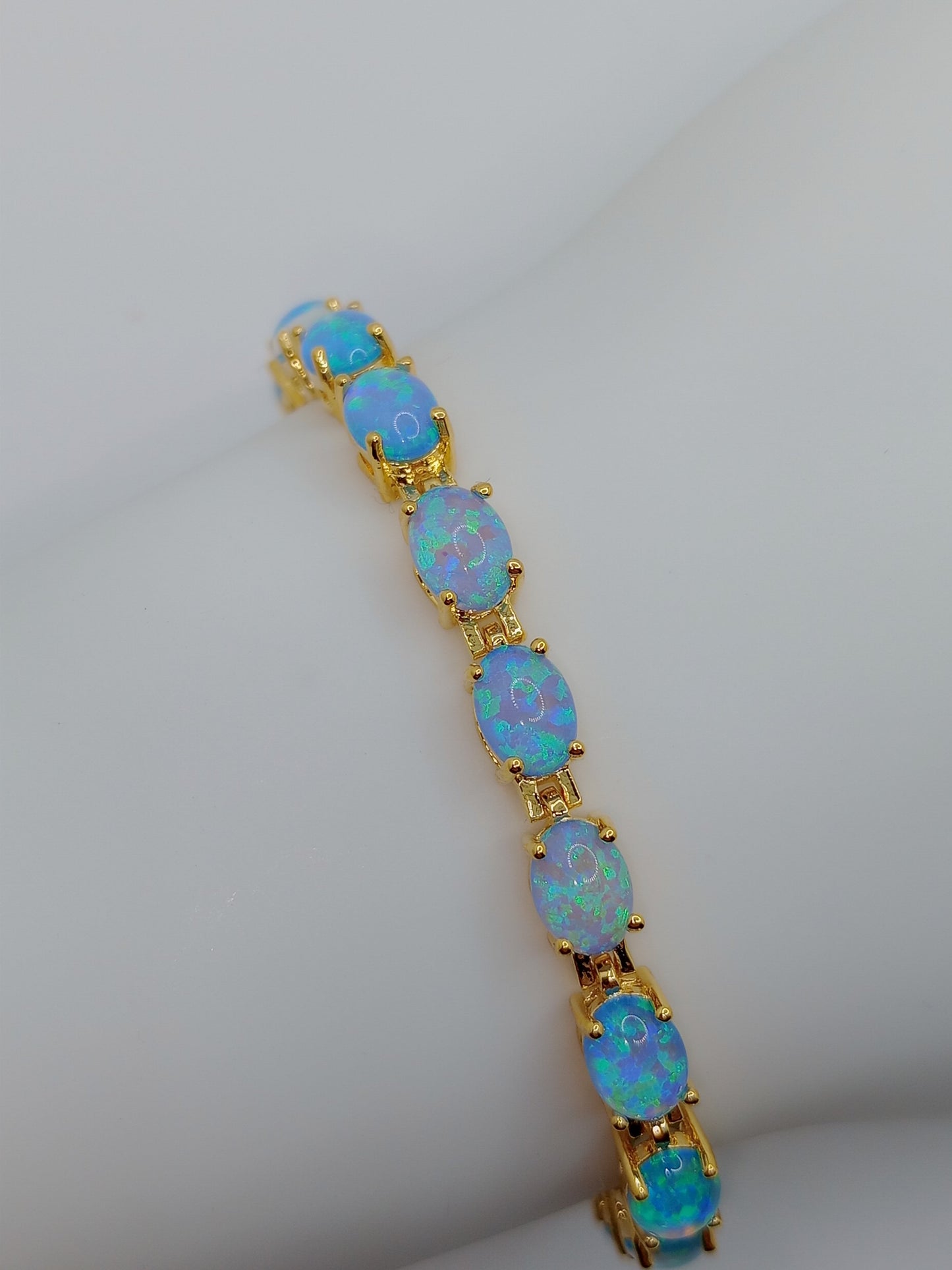 Solid 925 Black Opal Tennis Bracelet, Oval Black Opals, Trending!