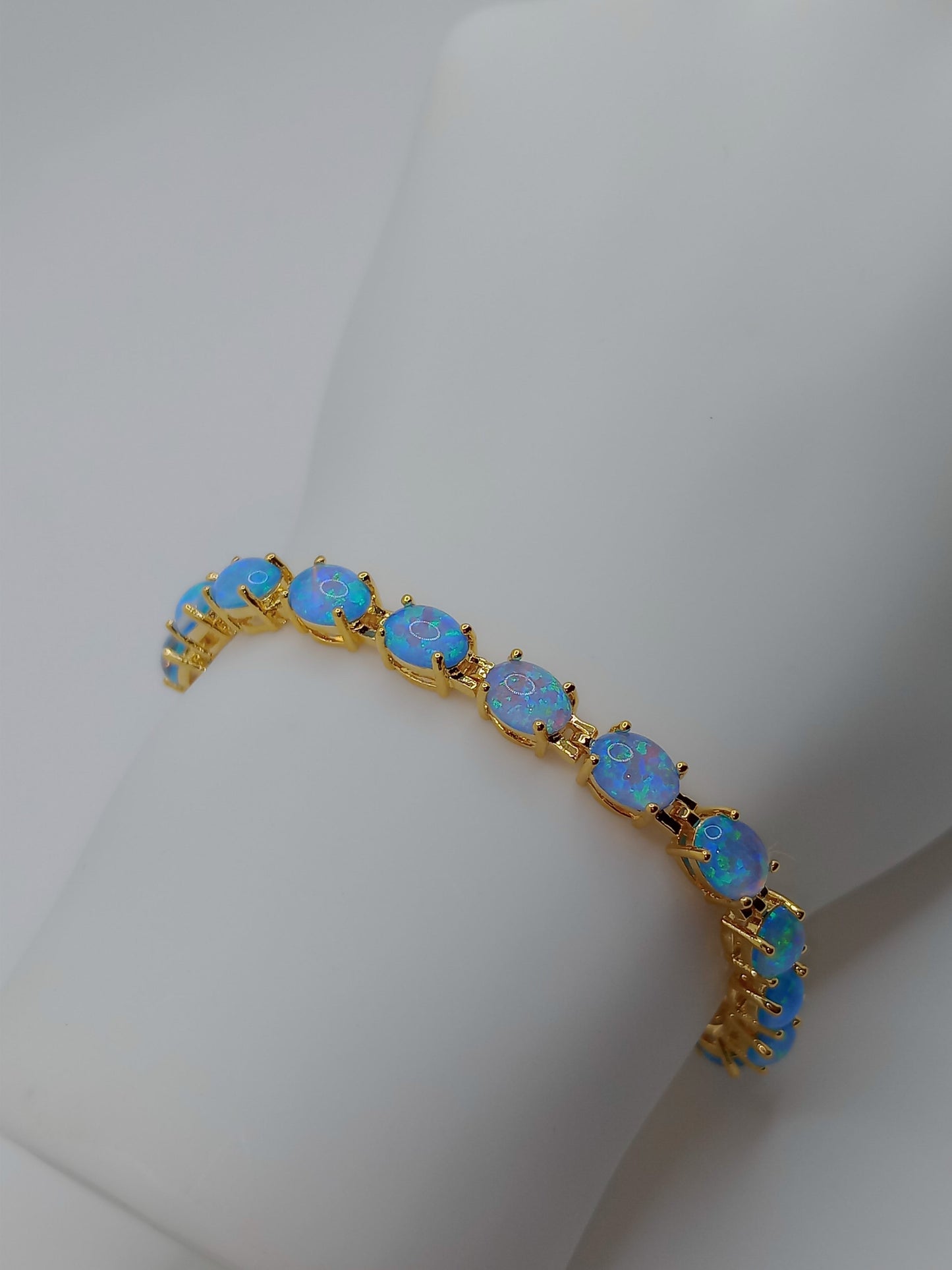 Solid 925 Black Opal Tennis Bracelet, Oval Black Opals, Trending!