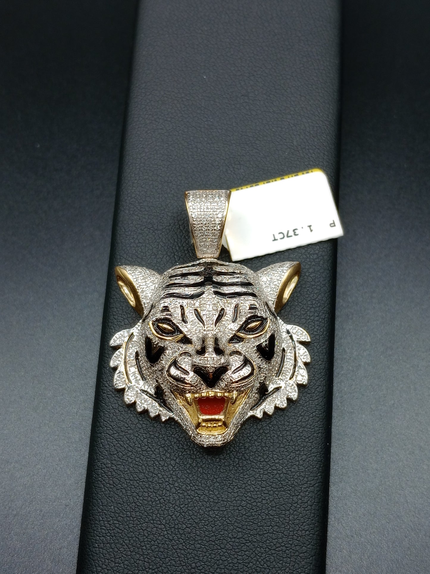 3D Tiger Pendant - Natural Diamonds - 2 sizes available - Unisex