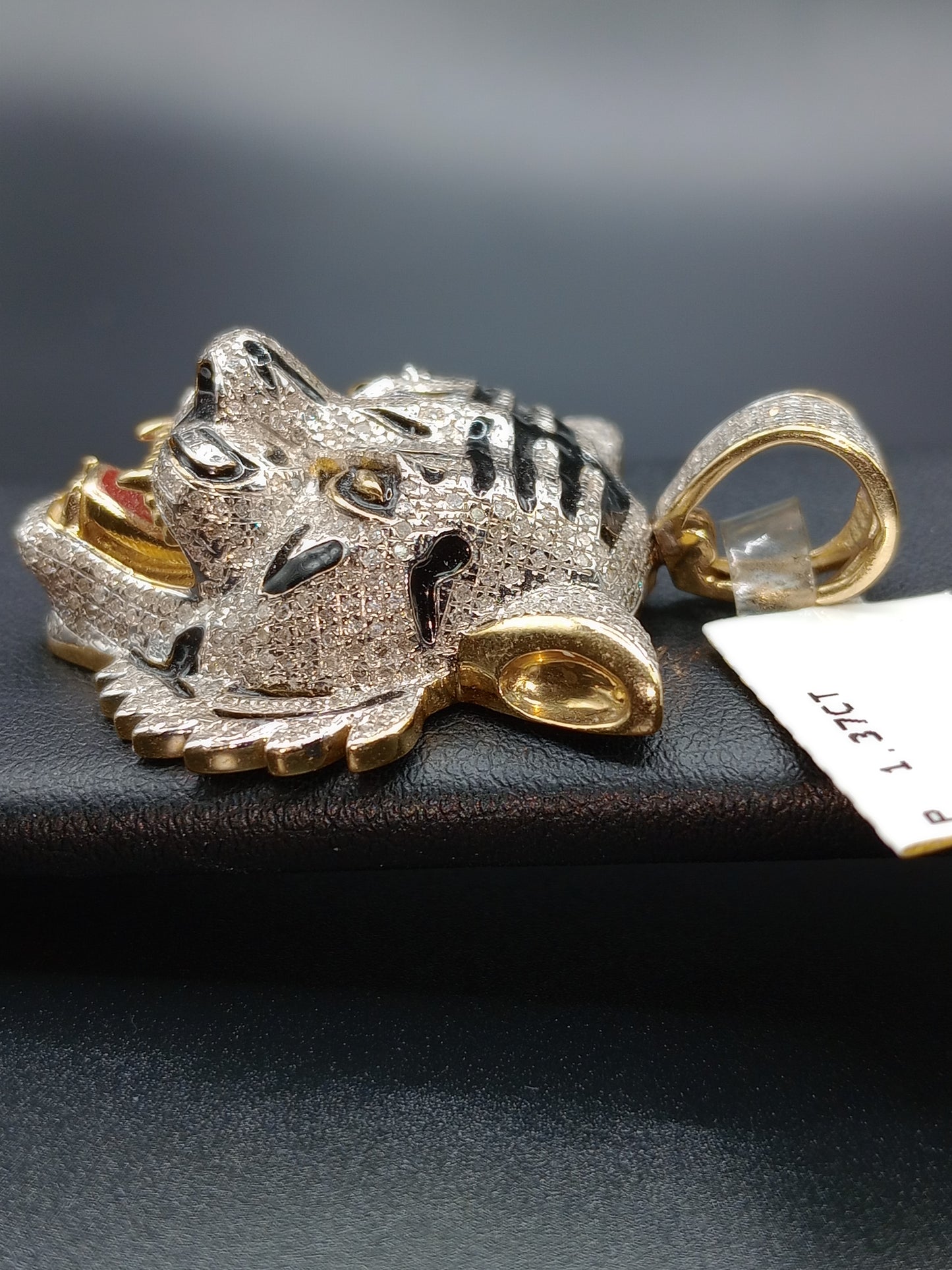 3D Tiger Pendant - Natural Diamonds - 2 sizes available - Unisex