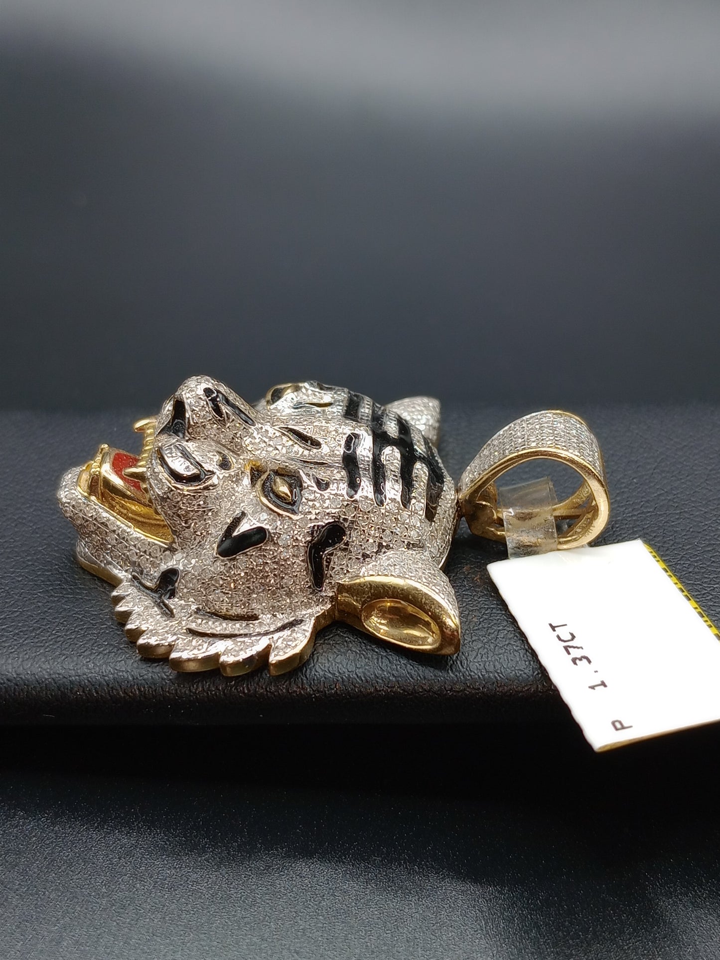 3D Tiger Pendant - Natural Diamonds - 2 sizes available - Unisex