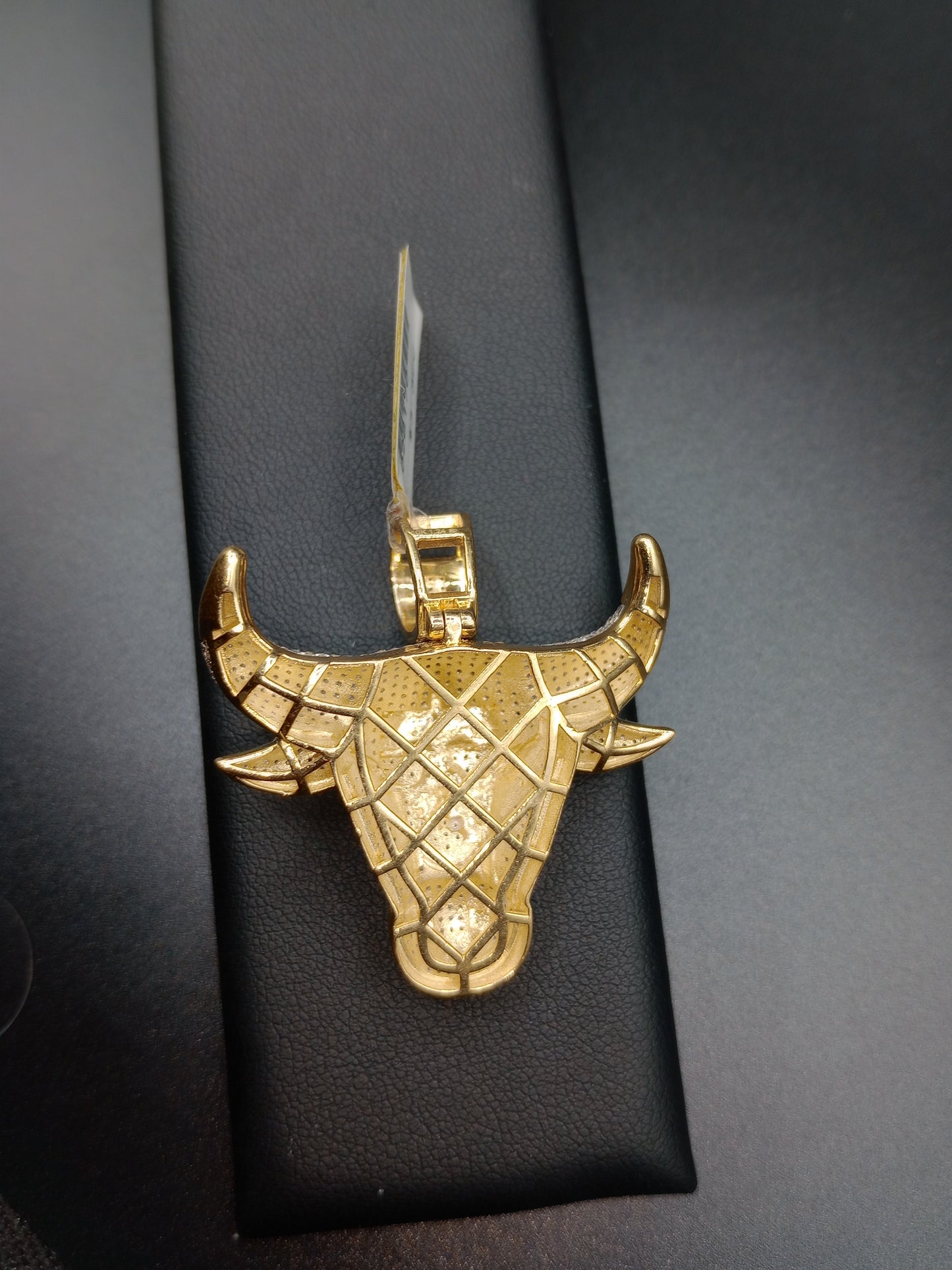 10kt Gold Bull Pendant - Natural Diamonds - Bull Charm - Unisex