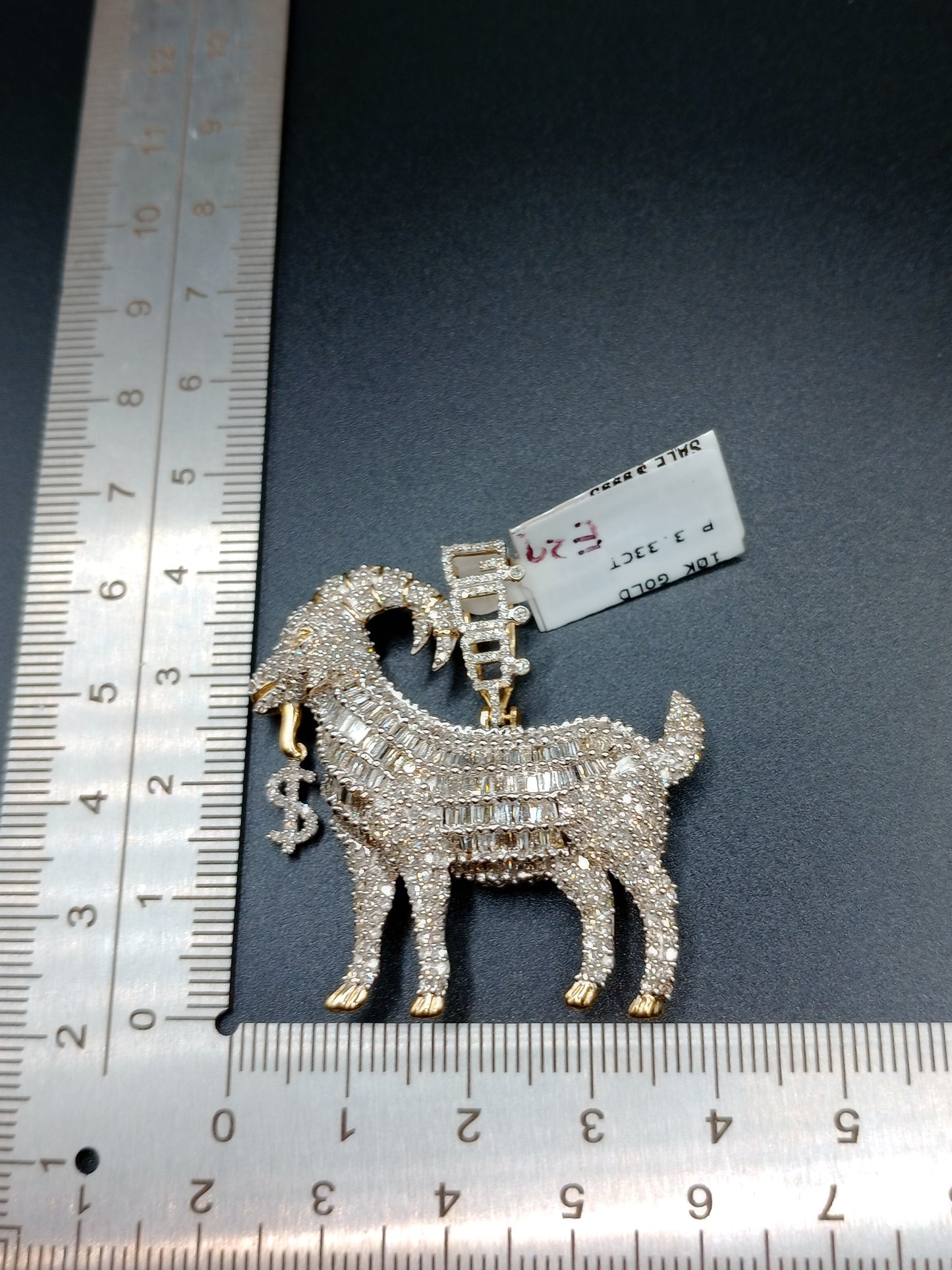 Baguette Diamond GOAT Pendant - Natural Diamonds - Greatest of All Time Charm - Unisex