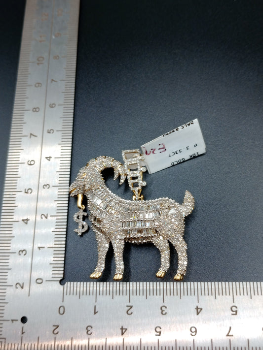 Baguette Diamond GOAT Pendant - Natural Diamonds - Greatest of All Time Charm - Unisex