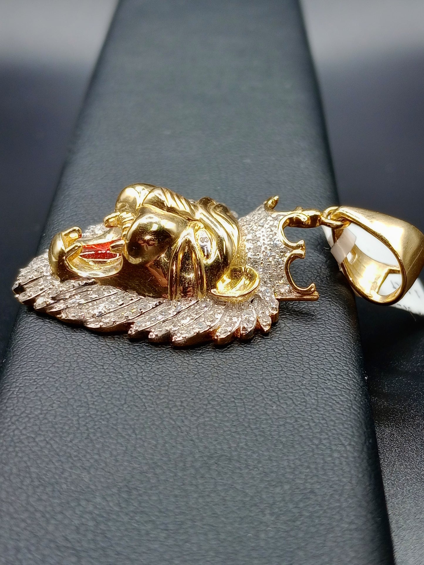 Diamond Lion Pendant - Natural Diamonds - Crowned Lion Charm - Unisex