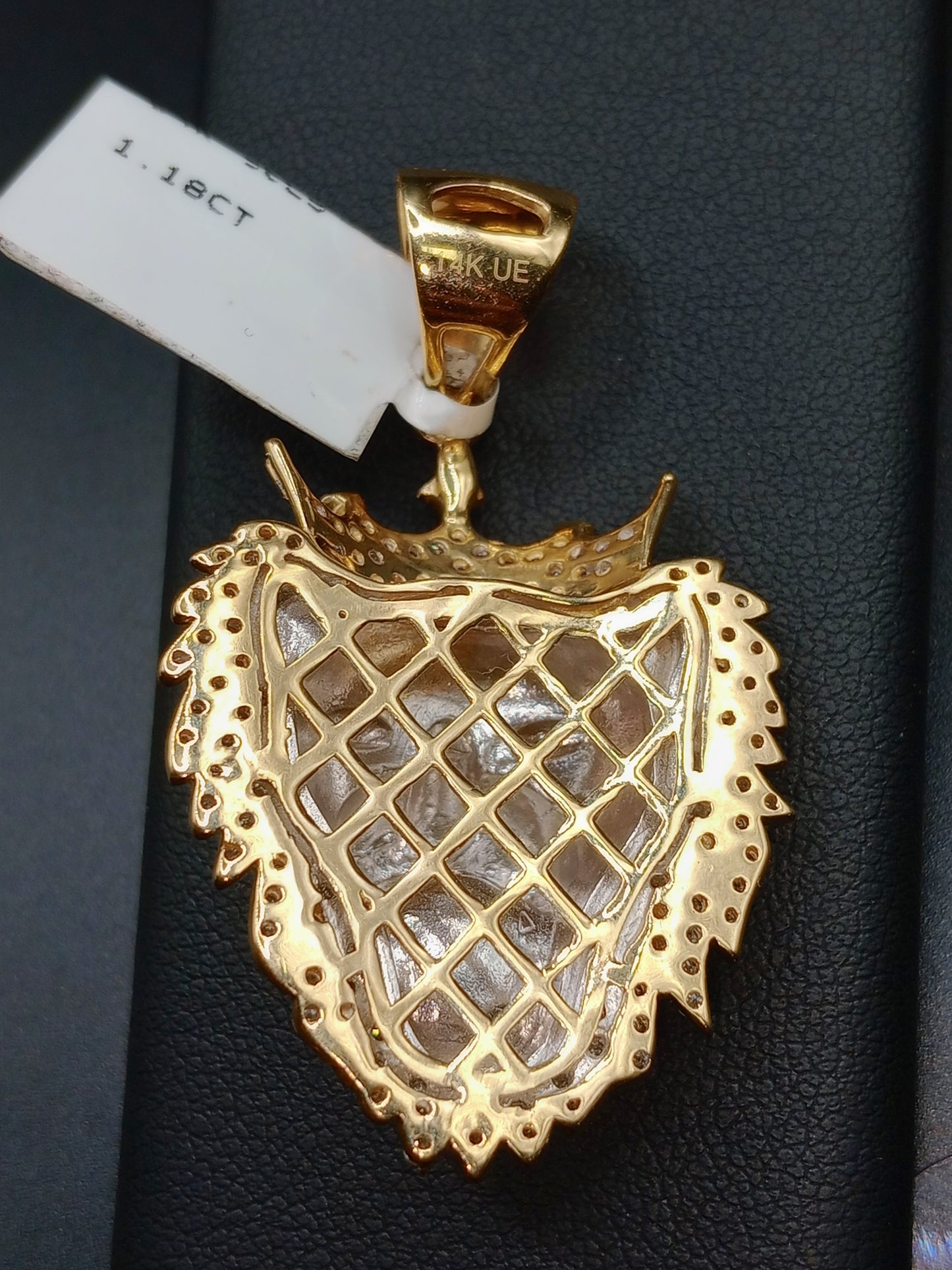 Diamond Lion Pendant - Natural Diamonds - Crowned Lion Charm - Unisex