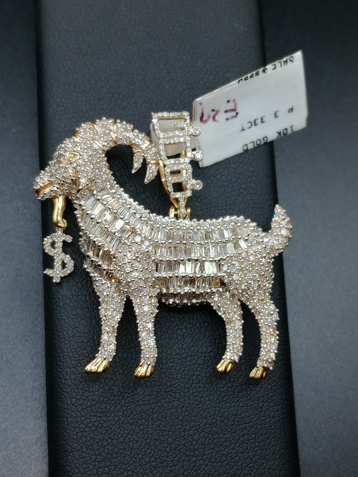 Baguette Diamond GOAT Pendant - Natural Diamonds - Greatest of All Time Charm - Unisex