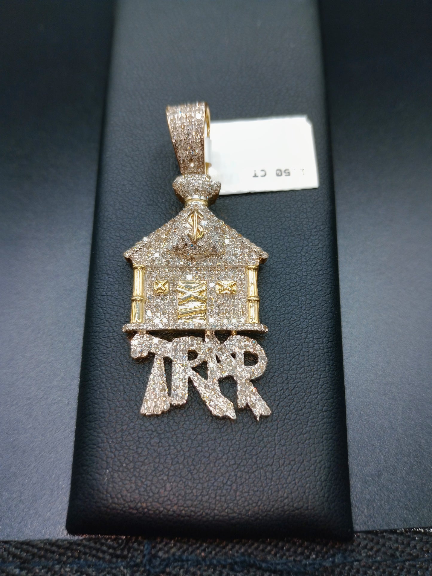 10kt Gold Traphouse Pendant - Natural Diamonds - Traphouse Charm - Unisex