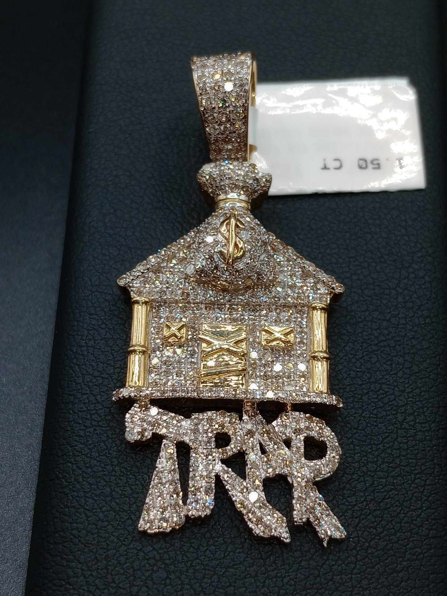 10kt Gold Traphouse Pendant - Natural Diamonds - Traphouse Charm - Unisex