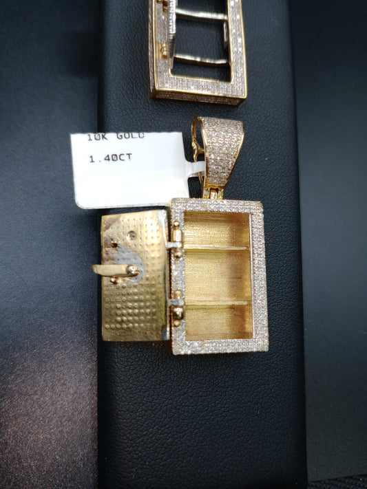 10kt Gold Safe Pendant - Natural Diamonds - Gold and Diamond Safe Pendants