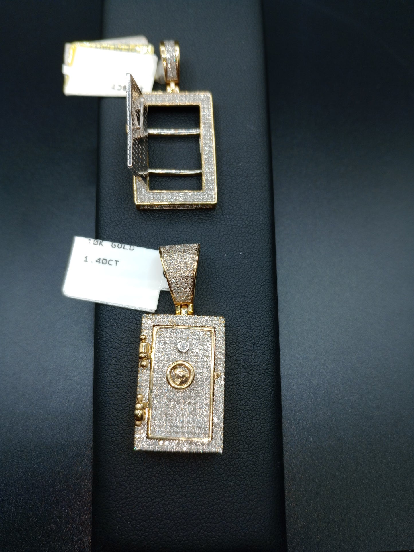 10kt Gold Safe Pendant - Natural Diamonds - Gold and Diamond Safe Pendants