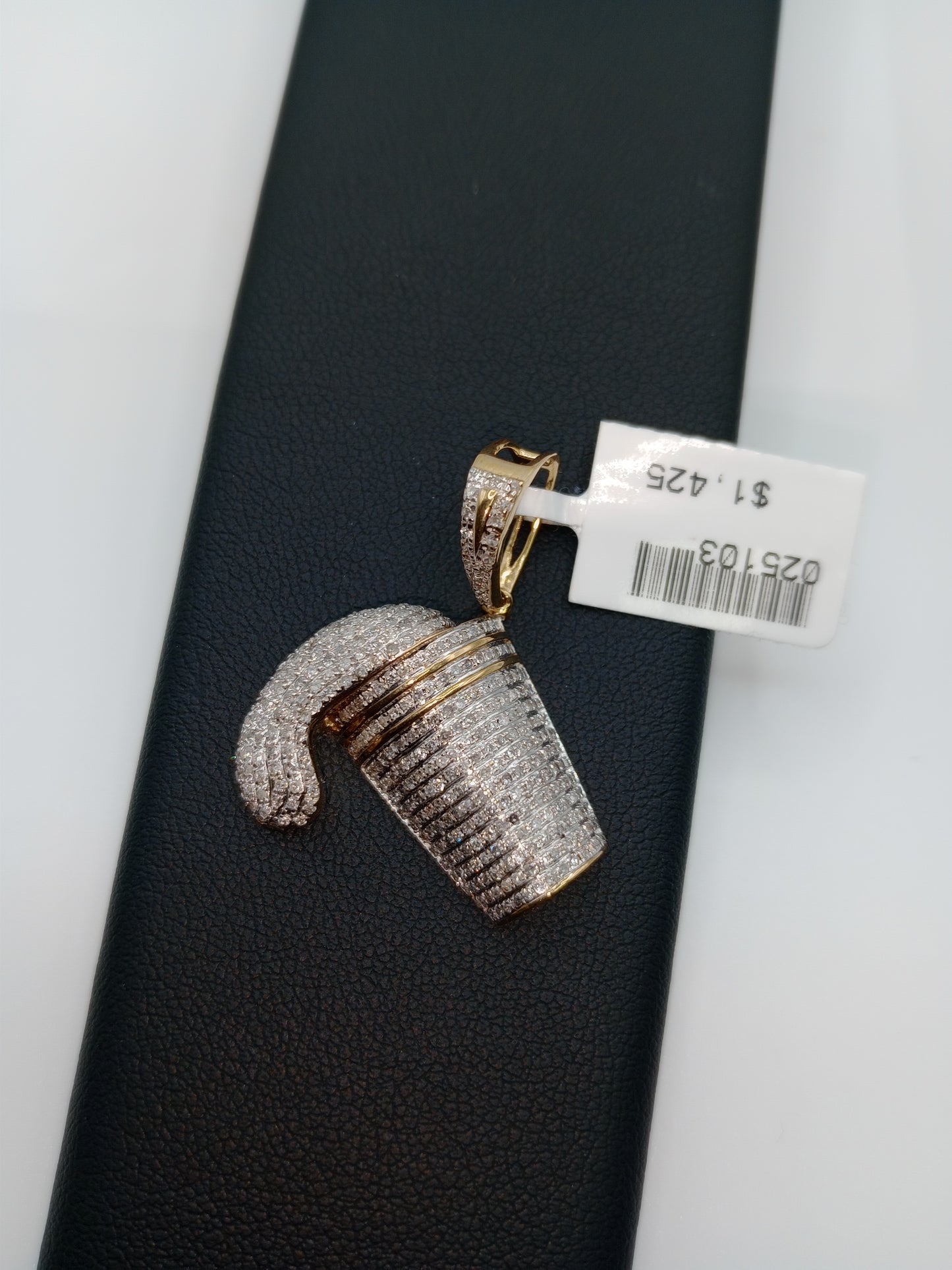 Gold Cup Pendant - All Natural Diamonds - Overflowing Cup Charm - 10 Karat Gold Charm
