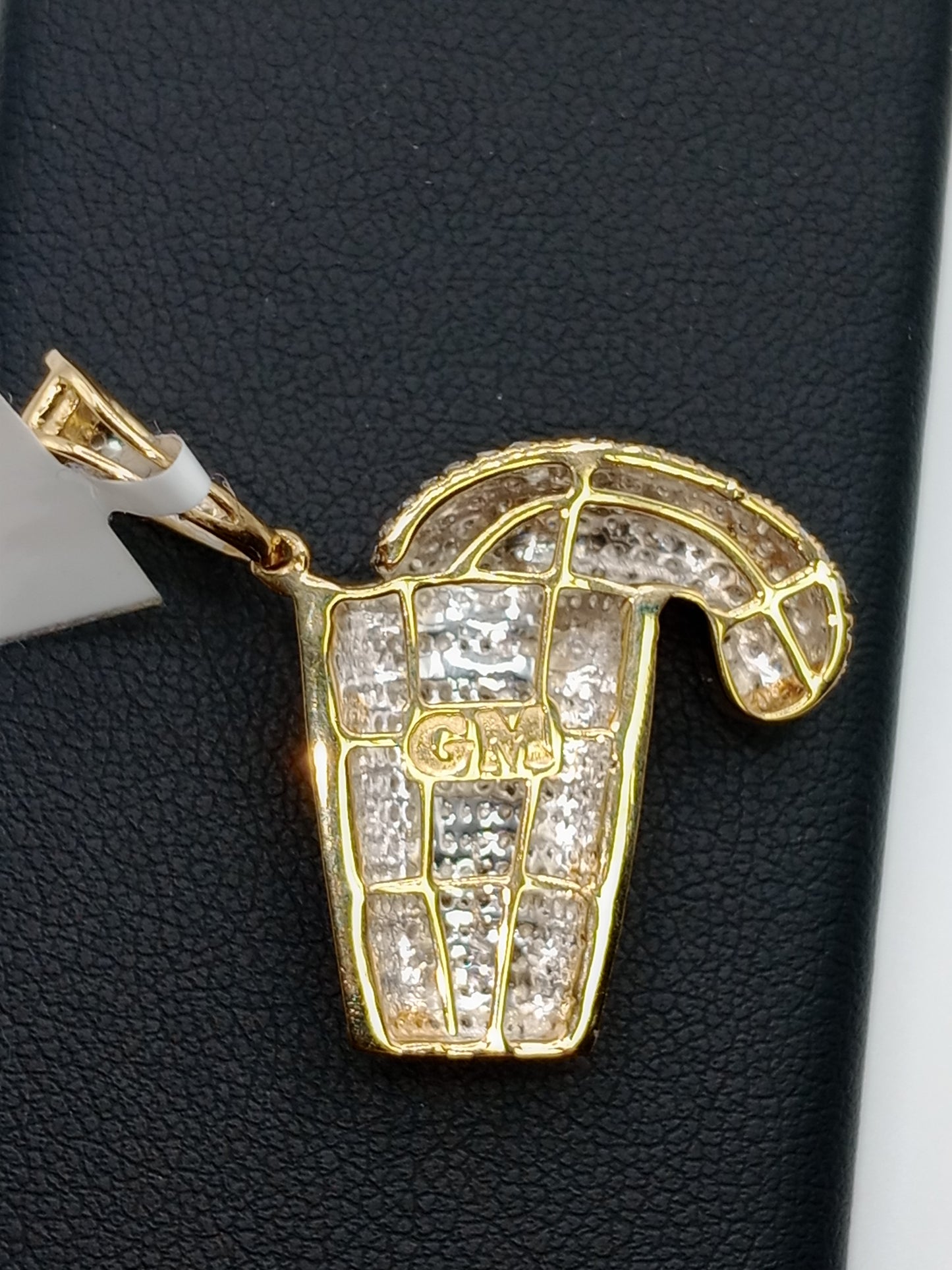 Gold Cup Pendant - All Natural Diamonds - Overflowing Cup Charm - 10 Karat Gold Charm