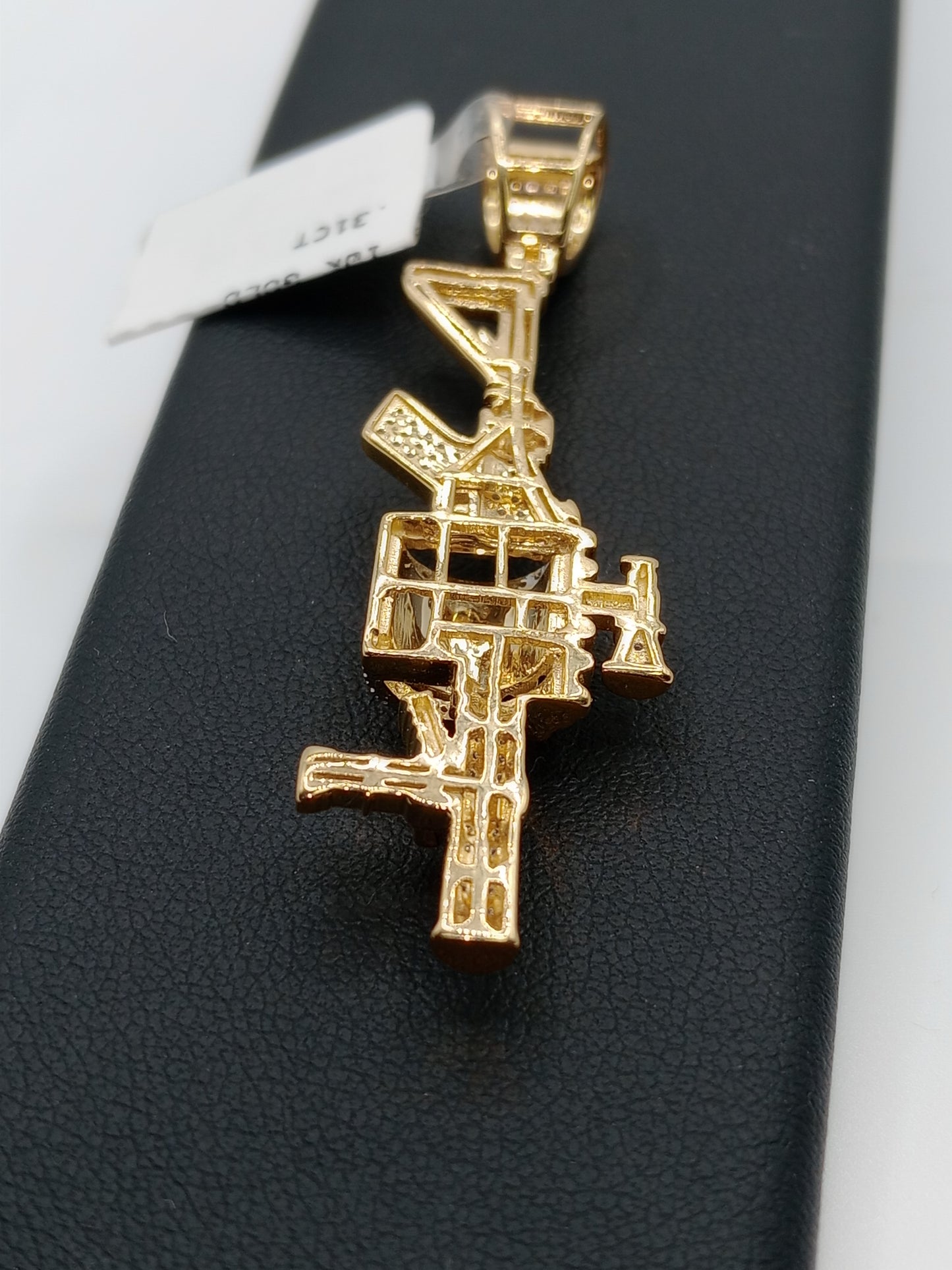 Gold Grenade Launcher Pendant - Natural Diamonds - RPG Charm - Unisex