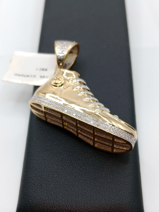 10kt Gold Shoe Pendant - Natural Diamonds - Converse - Unisex