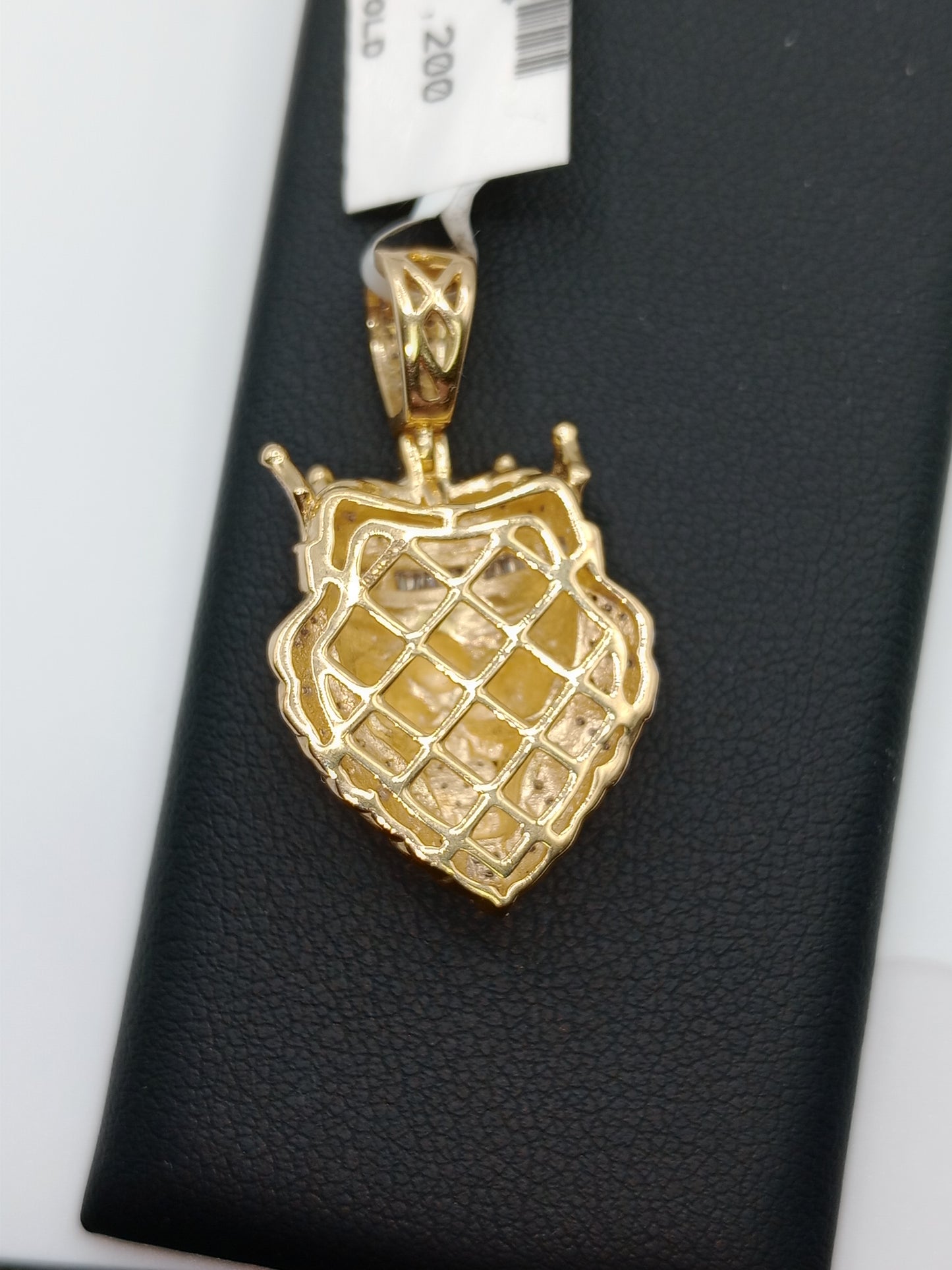 10kt Gold Lion Pendant - Natural Diamonds - Lion Charm - Gold and Diamond Lion